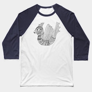 Chicken black graphic art work Baseball T-Shirt